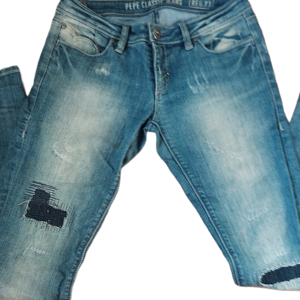 Washed Vintage Blue Jeans,Low Rise,Streight Legs